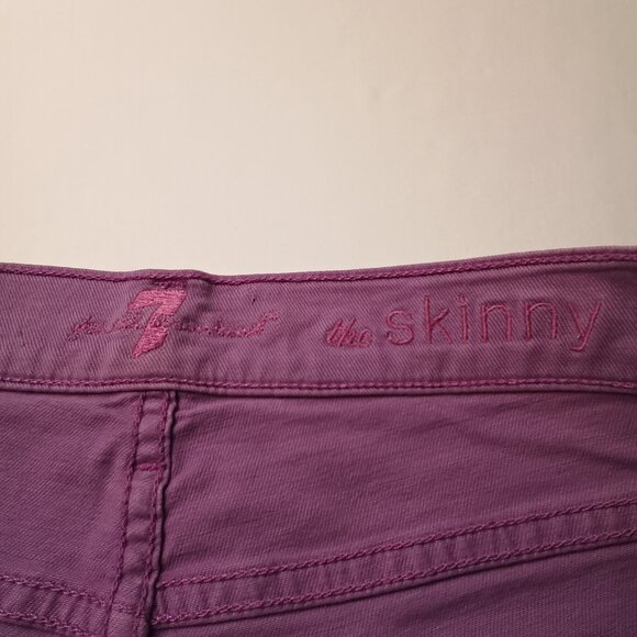 7 For All Mankind Jeans Size 32/14 The Skinny Low Rise Purple Color - Picture 5 of 10